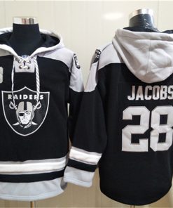 Men's Las Vegas Raiders #28 Josh Jacobs Ageless Must-Have Lace-Up Pullover Hoodie