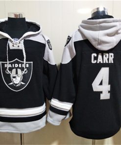 Men's Las Vegas Raiders #4 Derek Carr Ageless Must-Have Lace-Up Pullover Hoodie