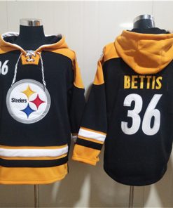 Men's Pittsburgh Steelers #36 Jerome Bettis Black Ageless Must-Have Lace-Up Pullover Hoodie