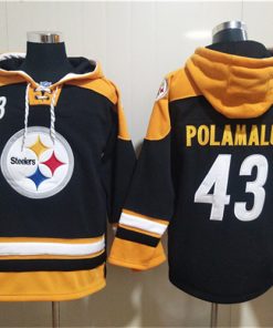Men's Pittsburgh Steelers #43 Troy Polamalu Black Ageless Must-Have Lace-Up Pullover Hoodie