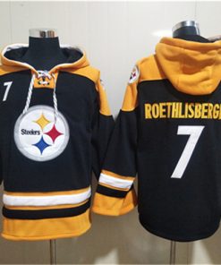 Men's Pittsburgh Steelers #7 Ben Roethlisberger Black Ageless Must-Have Lace-Up Pullover Hoodie