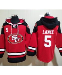 Nike 49ers 5 Trey Lance Red Hoodie Sweatshirt