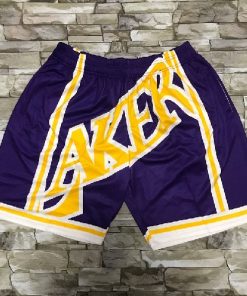Lakers Purple Black Big Face With Pocket Swingman Shorts