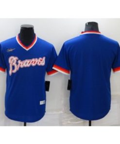 MLB Braves Blank Blue Nike Cool Base Men Jersey