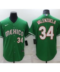 MLB Dodgers 34 Fernando Valenzuela Green Mexico Nike Cool Base Men Jersey