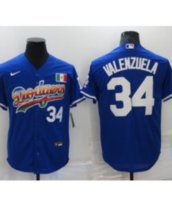 MLB Dodgers 34 Fernando Valenzuela Mexico Nike Cool Base Men Jersey