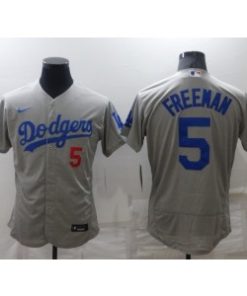 MLB Dodgers 5 Freddie Freeman Grey Flexbase Men Jersey