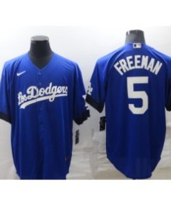 MLB Dodgers 5 Freddie Freeman Royal 2021 City Connect Cool Base Men Jersey