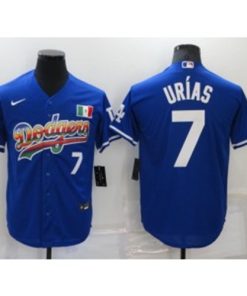 MLB Dodgers 7 Julio Urias Blue Mexico Nike Cool Base Men Jersey