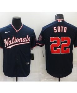 MLB Nationals 22 Juan Soto Navy Nike Cool Base Men Jersey