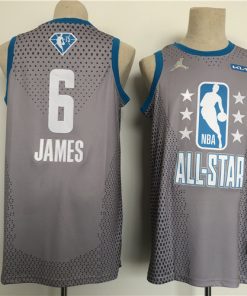 Men's 2022 All-Star #6 Lebron James Gray Stitched Basketball Jersey