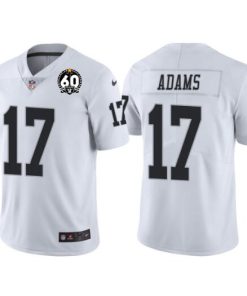 Men's Las Vegas Raiders #17 Davante Adams White With 60th Anniversary Patch Vapor Limited Stitched Jersey