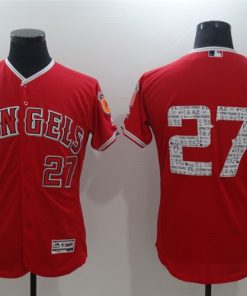 Men's Los Angeles Angels #27 Mike Trout Red Flex Base Stitched Baseball Jersey