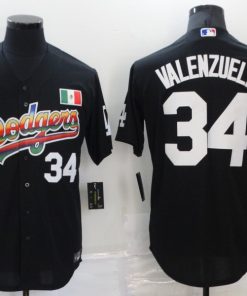 Men's Los Angeles Dodgers #34 Toro Valenzuela Black Stitched Baseball Jersey