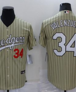 Men's Los Angeles Dodgers #34 Toro Valenzuela Cream Cool Base Stitched Jersey