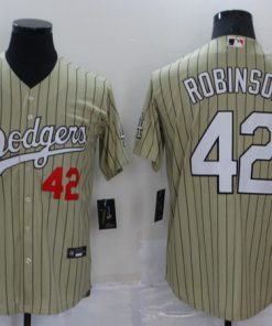 Men's Los Angeles Dodgers #42 Jackie Robinson Cream Cool Base Stitched Jersey