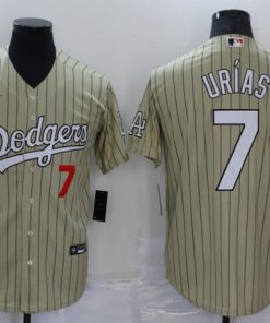 Men's Los Angeles Dodgers #7 Julio Urias Cream Cool Base Stitched Jersey