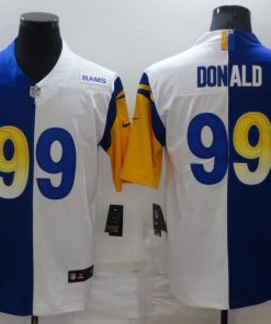 Men's Los Angeles Rams #99 Aaron Donald Royal White Split Stitched Football Jersey