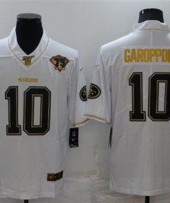 Men's San Francisco 49ers #10 Jimmy Garoppolo White Gold 75th Anniversary Stitched Jersey