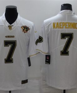 Men's San Francisco 49ers #7 Colin Kaepernick White Gold 75th Anniversary Stitched Jersey
