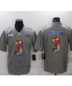 Nike Broncos 3 Russell Wilson Grey Rainbow Vapor Limited Men Jersey