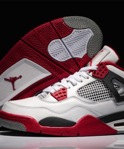 Air Jordan 4 White and Red Shoes