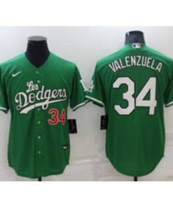 MLB Dodgers 34 Toro Valenzuela Green Nike Cool Base Men Jersey