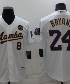 MLB Dodgers 8 & 24 Kobe Bryant Mamba Nike Cool Base Men White Jersey