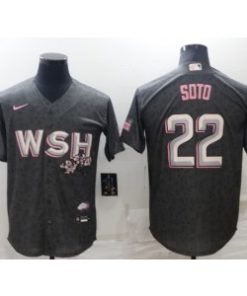 MLB Nationals 22 Juan Soto 2022 Gray City Connect Cherry Blossom Nike Cool Base Men Jersey