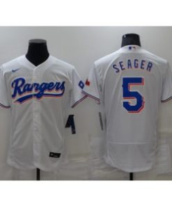 MLB Rangers 5 Seager White Nike Flexbase Men Jersey