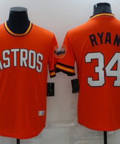 Men's Houston Astros #34 Nolan Ryan Orange Cool Base Stitched Jersey