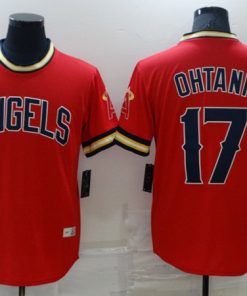 Men's Los Angeles Angels #17 Shohei Ohtani Red Cool Base Stitched Jersey