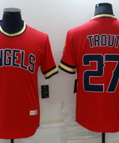 Men's Los Angeles Angels #27 Mike Trout Red Cool Base Stitched Jersey