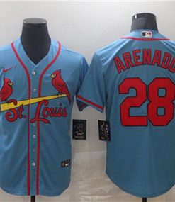 Men's St. Louis Cardinals #28 Nolan Arenado Blue Cool Base Stitched MLB Jersey