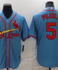 Men's St. Louis Cardinals #5 Albert Pujols Blue Cool Base Stitched Jersey