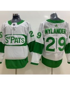 NHL Leafs 29 William Nylander White 2019 St. Patrick's Day Adidas Men Jersey