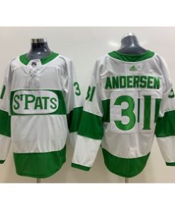 NHL Leafs 31 Frederik Andersen White 2019 St. Patrick's Day Adidas Men Jersey