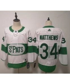 NHL Leafs 34 Auston Matthews White 2019 St. Patrick's Day Adidas Men Jersey
