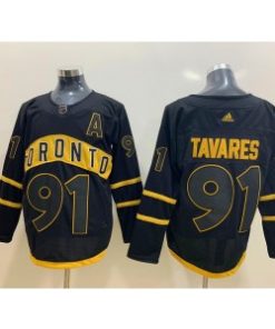 NHL Leafs 91 John Tavares Black Adidas Men Jersey