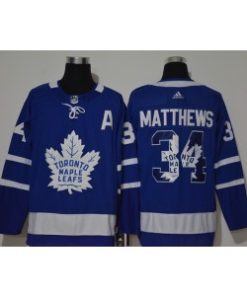 NHL Maple Leafs 34 Auston Matthews Blue Adidas Fashion Men Jersey