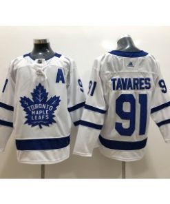 NHL Maple Leafs 91 John Tavares Adidas White Men Jersey