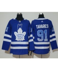 NHL Maple Leafs 91 John Tavares Blue Drift Fashion Adidas Men Jersey