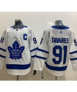NHL Maple Leafs 91 John Tavares White Adidas Men Jersey