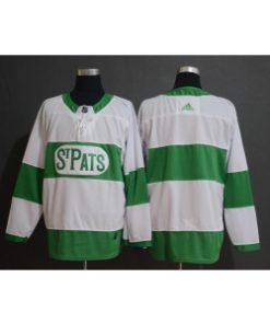 NHL Maple Leafs Blank White 2019 St. Patrick's Day Adidas Men Jersey