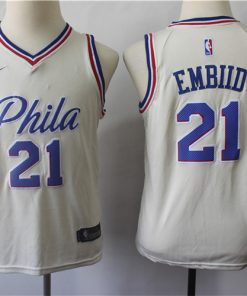 76ers 21 Joel Embiid Cream City Edition Youth Nike Swingman Jersey