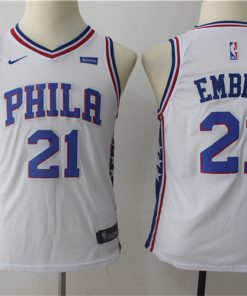 76ers 21 Joel Embiid White Youth Nike Swingman Jersey