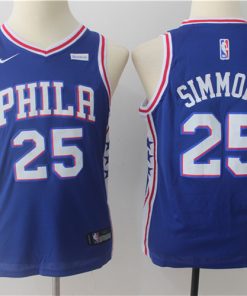 76ers 25 Ben Simmons Blue Youth Nike Swingman Jersey