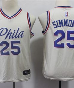 76ers 25 Ben Simmons Cream Youth City Edition Nike Swingman Jersey