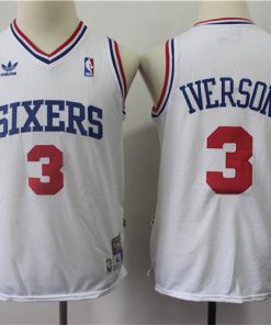 76ers 3 Allen Iverson White Youth Hardwood Classics Throwback Jersey