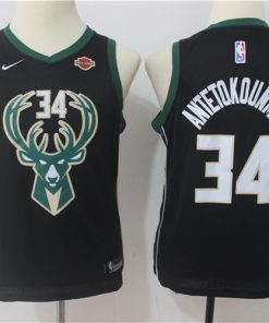 Bucks 34 Giannis Antetokounmpo Black Youth Nike Swingman Jersey
